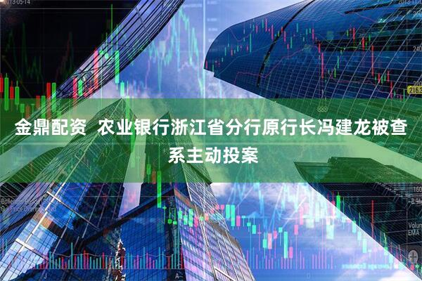金鼎配资  农业银行浙江省分行原行长冯建龙被查 系主动投案