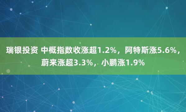 瑞银投资 中概指数收涨超1.2%，阿特斯涨5.6%，蔚来涨超3.3%，小鹏涨1.9%