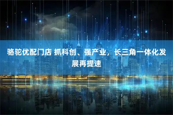 骆驼优配门店 抓科创、强产业，长三角一体化发展再提速